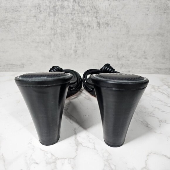 Paige Women Sandals Sydney Knot Wedge Strappy Square Open Toe Slip On Black 10 - Picture 7 of 9